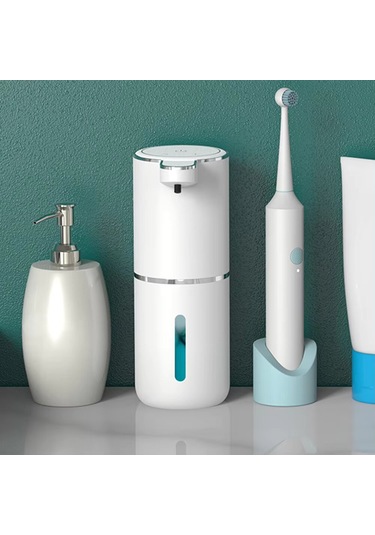 Otomatik Köpük Sabunluk 380ml Şarjlı Temassız Dispenser 1 Beyaz