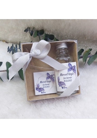 Cam Kolonya Şişesi ve Çikolata Kutu İçinde Nişan Nikah H(30 Adet)