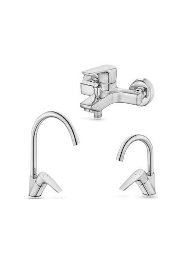 Eca Niobe 3'Lü Batarya Seti: Banyo - Lavabo[Kuğu Boru] - Eviye Bataryası |102188053-Bekl