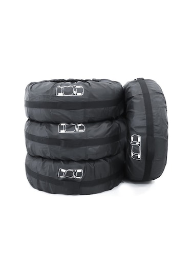 Sones 4'ü 1 Arada Su Geçirmez Toz Geçirmez Güneş Koruyucu Araba Lastiği Yedek Lastik Kapağı, Boyut: S Siyah