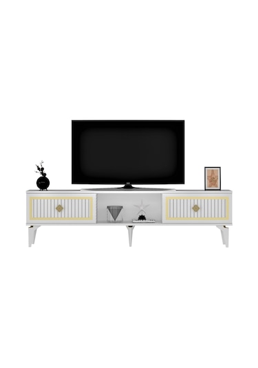 150 CM NİL TV SEHPASI (ALT MODÜL) BEYAZ-ALTIN