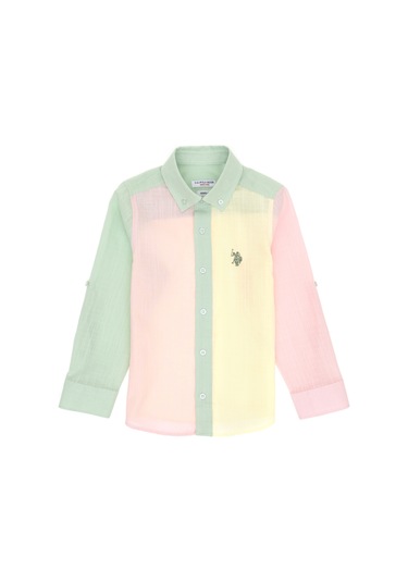U.s. Polo Assn. Erkek Çocuk Su Yeşili Gömlek Desenli 50306578-vr048 Su Yesılı