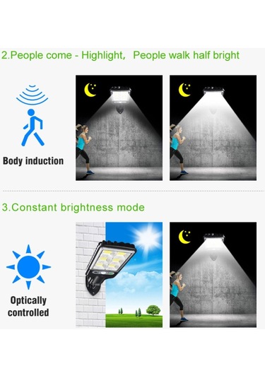 Cbtx 616 Hareket Sensörlü Güneş Enerjili Dış Mekan Bahçe Duvarı Lambası, Uzaktan Kumandalı - 18 Led Diğer