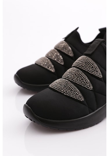 Dgn 222 Kadin Kalin Taban Baklava Desenli Sneaker Ayakkabi 222-2494-R11318 Siyah