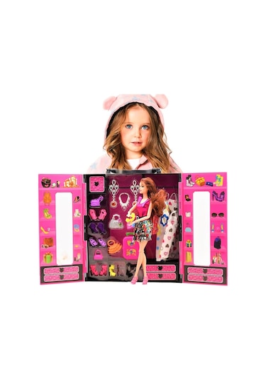 Kayyum Oyuncak Beauty Fashion Star Barbie Elbise Gardrobum Pembe