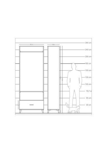 Arges Dolap 2 Raflı Tek Çekmeceli Tek Askılı 88x30x243 Antrasit-antrasit Antrasit