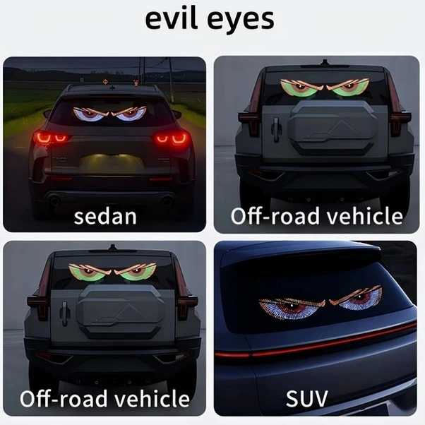 Trendooze 2 Adet Şeytan Gözü Led Araç Dekoru, Güçlü Usb, Sarı Kırmızı Beyaz