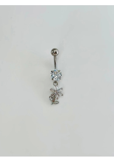 Çiçek Detaylı Göbek Piercing - Pg0110 Çok Renkli