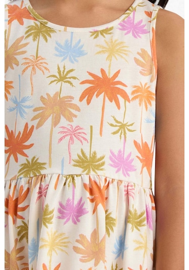 DeFacto Kız Çocuk Bisiklet Yaka Çiçek Desenli Kolsuz Yazlık Elbise B4338A825SMER235