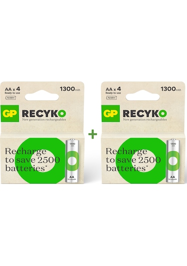 GP ReCyko GP130AAHCEMTR 1300 mAh AA Ni-MH Şarj Edilebilir Kalem Pil 4 x 2'li