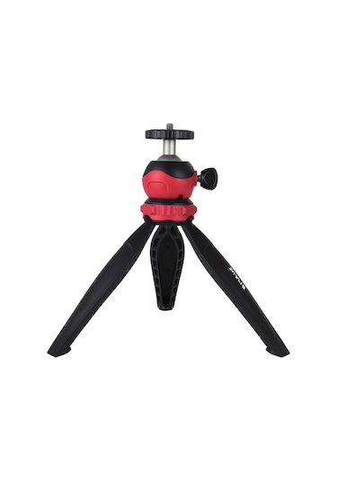 Sones Puluz 20cm Cep Plastik Tripod Montajı 360 Derece Küre Başlı Akıllı Telefonlar, Gopro, Dslr Kameralar İçin Kırmızı