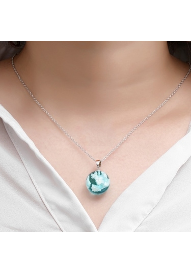 Chavin 3 Boyutlu Mavi Bulut Kadın Kolye Eg08 Gri