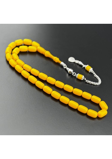 El Yapımı Sıkma Kehribar Tesbih Hcz-model Khtrfg Sarı