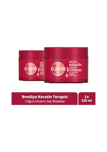 Elidor Saç Bakım Maskesi Yoğun Onarıcı Brezilya Keratin Terapisi 220 Ml X2