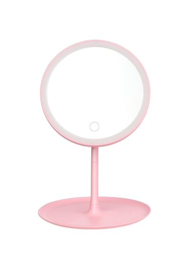 Vkemall Şarj Edilebilir Yuvarlak Makyaj Aynası L-ed Işık Ekran Anahtarı Çıkarılabilir Ta