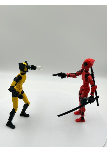 Deadpool & Wolverine Ikili Marvel Kahraman 3d Baskı Dummy Figür Seti