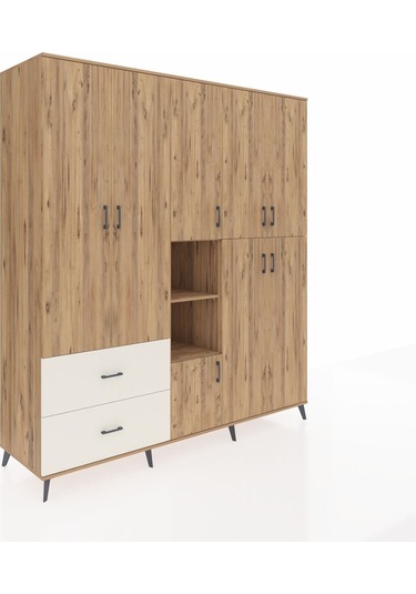 Kronos Dolap 12 Raflı 2 Çekmeceli Tek Askılı 220x59x243 Çam-çam/aytaşı Atlas Çam/aytası