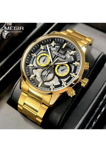 Megır 2220 Tüm Fonksiyonları Aktif Erkek Kol Saati Sarı