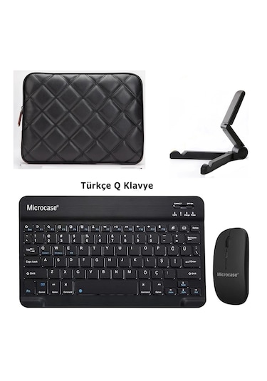 Microcase Apple İpad Air 11 M3 2025 Tablet İçin Çanta+türkçe Bluetooth Klavye+mouse+tablet Standı-al8124 Omuz Çantası