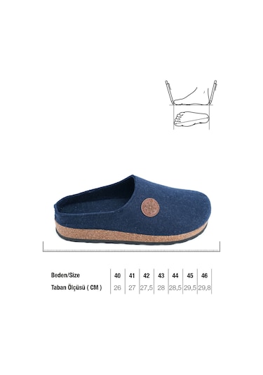 Gezer Kışlık Mantar Taban Ev Bahçe Rahat Taban Erkek Terlik Gt2kmm.16130.01.013.g19 Lacivert