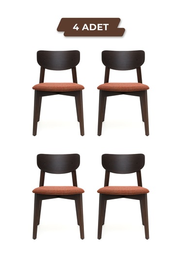 Opus Ceviz Ahşap 4'lu Mutfak Salon Yemek Odası Sandalyesi