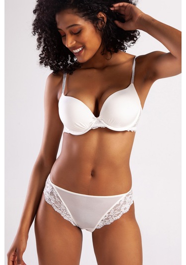 Golshan Goldy Mini Slip, Kadın Dantelli Ekru Külot Çok Renkli