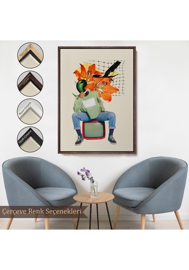 Çerçeveli Ördek Kafalı İnsan Pop Art Tablo-8017