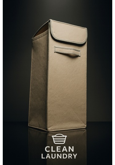 Keçe Çamaşır Sepeti Kapaklı Dikdörtgen Kirli Sepeti Katlanabilir Ve Dayanıklı Çamaşır Düzenleyici Siyah