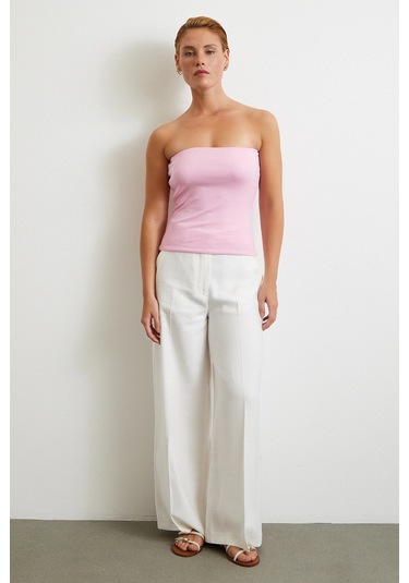 Straplez Top Pembe Pembe