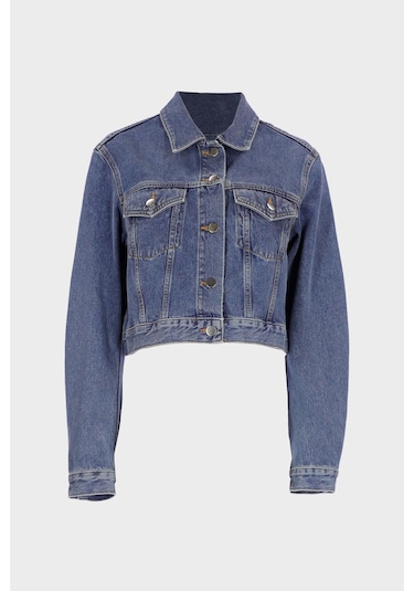 Kadın Açık Mavi Slim Fit Jean Ceket C 4538-241 Açık Mavi
