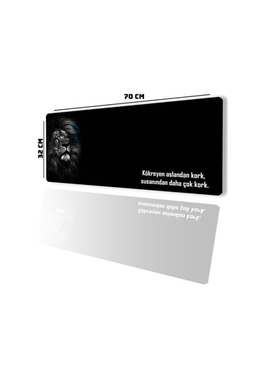 Sonictouch Kork Aslandan Gamer Oyuncu Dikişsiz Sıvı Geçirmez Siyah Klavye Mouse Pad 32x70cm Mousepad