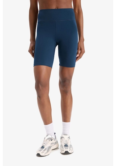 DeFactoFit Yüksek Bel Beli Saran Biker Esnek Kısa Basic Düz Sporcu Tayt Z6741AZ25SPNV249 Lacivert