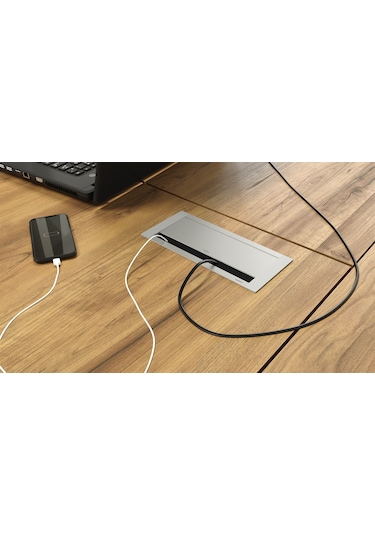 Metalline® Push-line Bas-Aç Masaüstü Priz Kutusu Usb - Natürel El