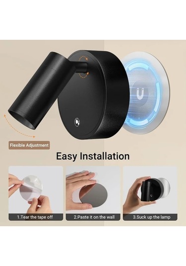 Willowhaven Beyaz 360 Derece Dönen Usb Şarjlı Dokunmatik Led Yatak Başı Lambası Beyaz