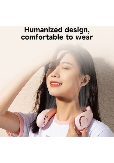 Yunboo Taşınabilir Şarjlı Boyun Fanı - 3 Hızlı Ayarlı, 360 Esinti, Led Ekran, Yeşil Açık Yeşil Açık Yeşil