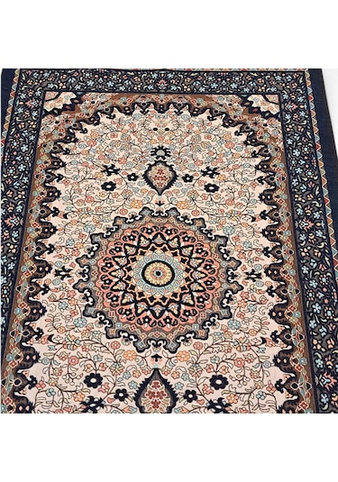 Osmanlı Desen İpeksi Dokuma Otantik Model Seccade Namazlık Lacivert