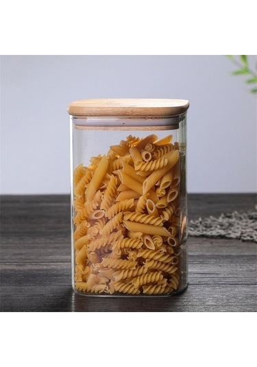 Pazly Temizle Kare Mühürlü Cam Baharat Kavanoz, Mutfak Kahve Çekirdeği Depolama Tankı E Diğer