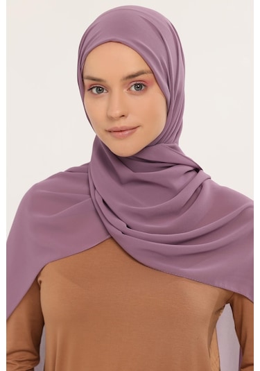 Hazır Pratik Lüks Geçmeli Lastikli Boneli Şifon Şal Açık Maron