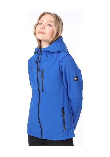 Ghassy Co.Kadın Su Rüzgar Geçirmez Softshell Mavi Spor Mont 500518795