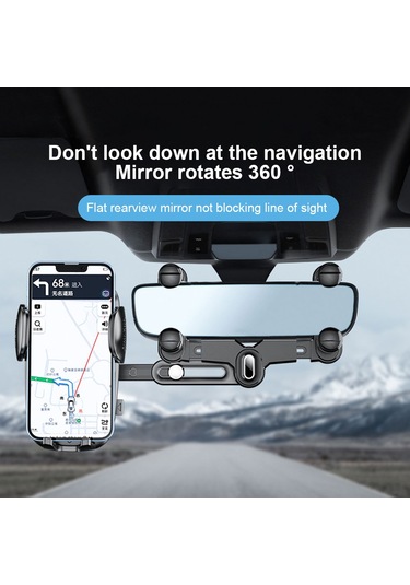 Çok Fonksiyonlu Araba Dikiz Aynası Cep Telefonu Montaj Evrensel Araç Geri Çekilebilir Telefon Klip Tutucu - Green