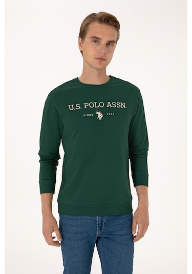 U.S. Polo Assn. Erkek Regular Fit Bisiklet Yaka Koyu Yeşil İnce Basic Sweatshirt 50313743-VR079 U.S. Polo Assn. Erkek Regular Fit Bisiklet Yaka Koyu Yeşil İnce Basic Sweatshirt 50313743-VR079