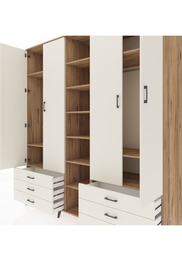 Kronos Dolap 13 Raflı 6 Çekmeceli 2 Askılı 220x59x243 Çam-aytaşı/aytaşı Aytası/aytası