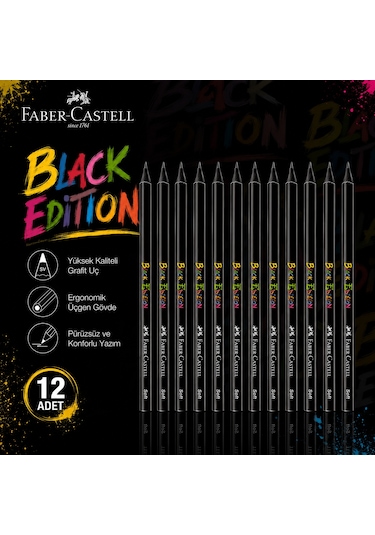 Faber-castell Black Edition Kurşun Kalem 12 Adet Yuvarlak Gövde 2b Siyah