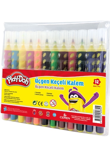 Play-Doh 12'Li Fırça Uçlu Üçgen Keçeli Kalem Ke018