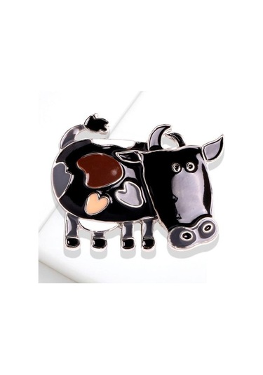 Kahverengi Talos Unisex Güzel Inek Sığır Broş Parti Pin Elbise Dekorasyon Takı Hediye