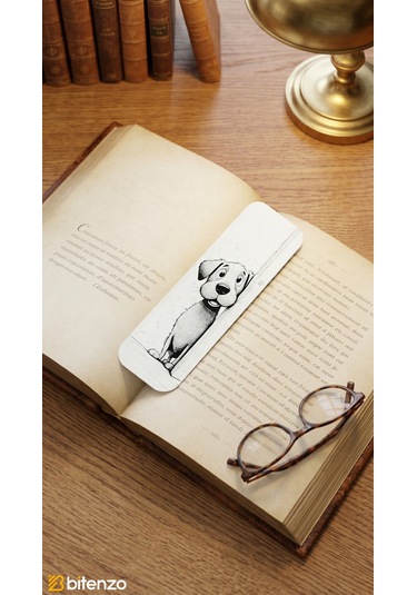 Sevimli Köpek Figürlü Kabartma Dokulu Kitap Ayracı - Minimalist Beyaz Kitap Aksesuarı