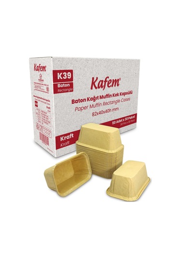 Kafem Muffin Kek Kapsülü Baton Kraft Ekler Boy 50li X 30 Paket Koli - K39 Kahverengi