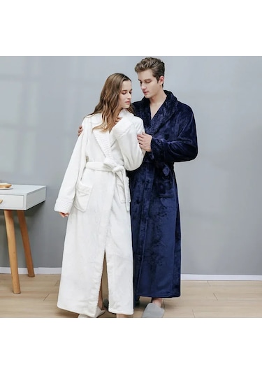 Kadın Sonbahar Ve Kış Sıcak Uzun Mercan Kadife Kalın Çift Banyo Çok Renkli