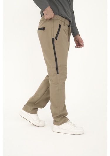Camp Scoutland Camp595 Outdoor Tactical Softshell Su Ve Rüzgara Dayanıklı İçi Polarlı Kışlık Erkek Taktik Pantolon Bej Bej
