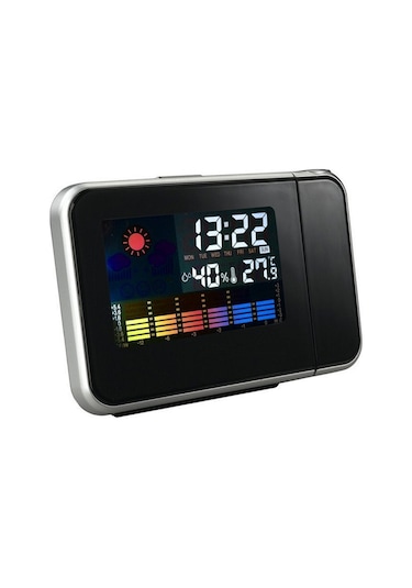 Youtek Lcd Renkli Ekranlı Hava Durumu Projeksiyon Saati - Zaman, Sicaklık, Nem Göstergeli Ve Uyandırıcı Fonksiyonlu Sessiz Saat Diğer